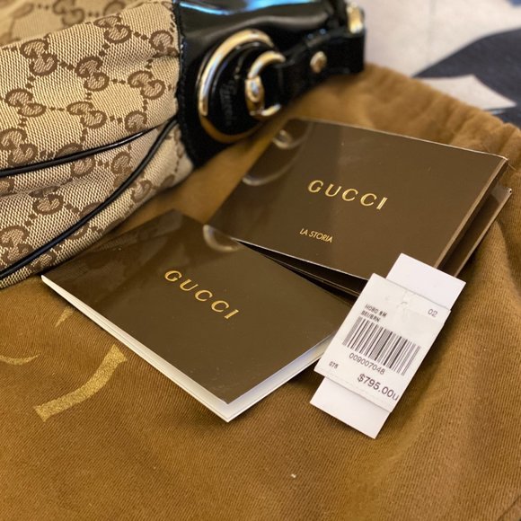 Gucci Monogram Hobo Shoulder Bag Canvas Gold HW - Picture 9 of 9